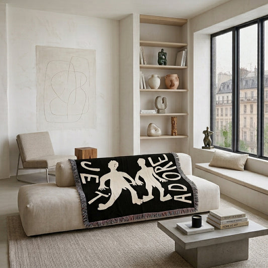 Je T'adore couple Woven Cotton Throw Blanket – Limited Edition