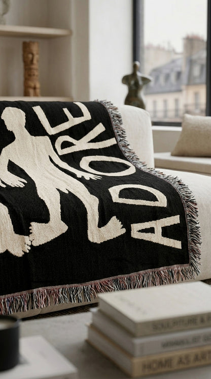 Je T'adore couple Woven Cotton Throw Blanket – Limited Edition