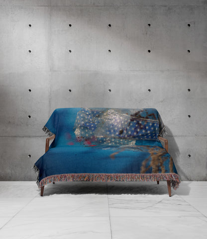 Contemporary Woven Cotton Throw Blanket – Woods Are Pink Woods are blue