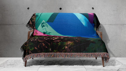Contemporary Woven Cotton Throw Blanket – Woods Are Pink Woods are blue