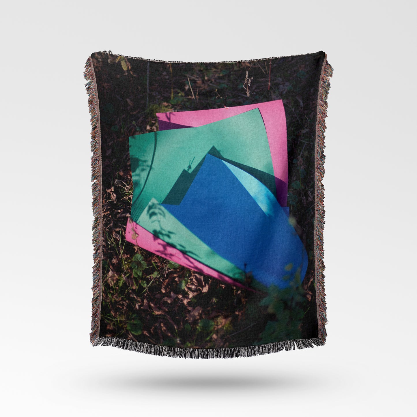 Contemporary Woven Cotton Throw Blanket – Woods Are Pink Woods are blue