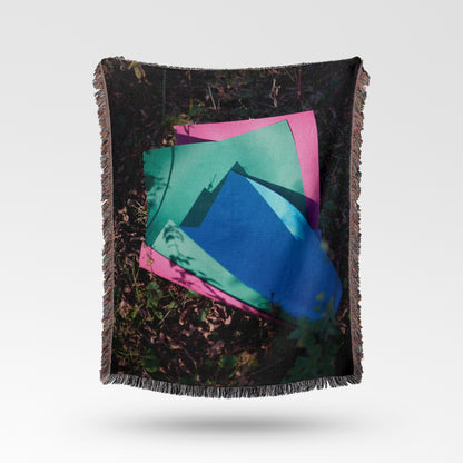 Contemporary Woven Cotton Throw Blanket – Woods Are Pink Woods are blue