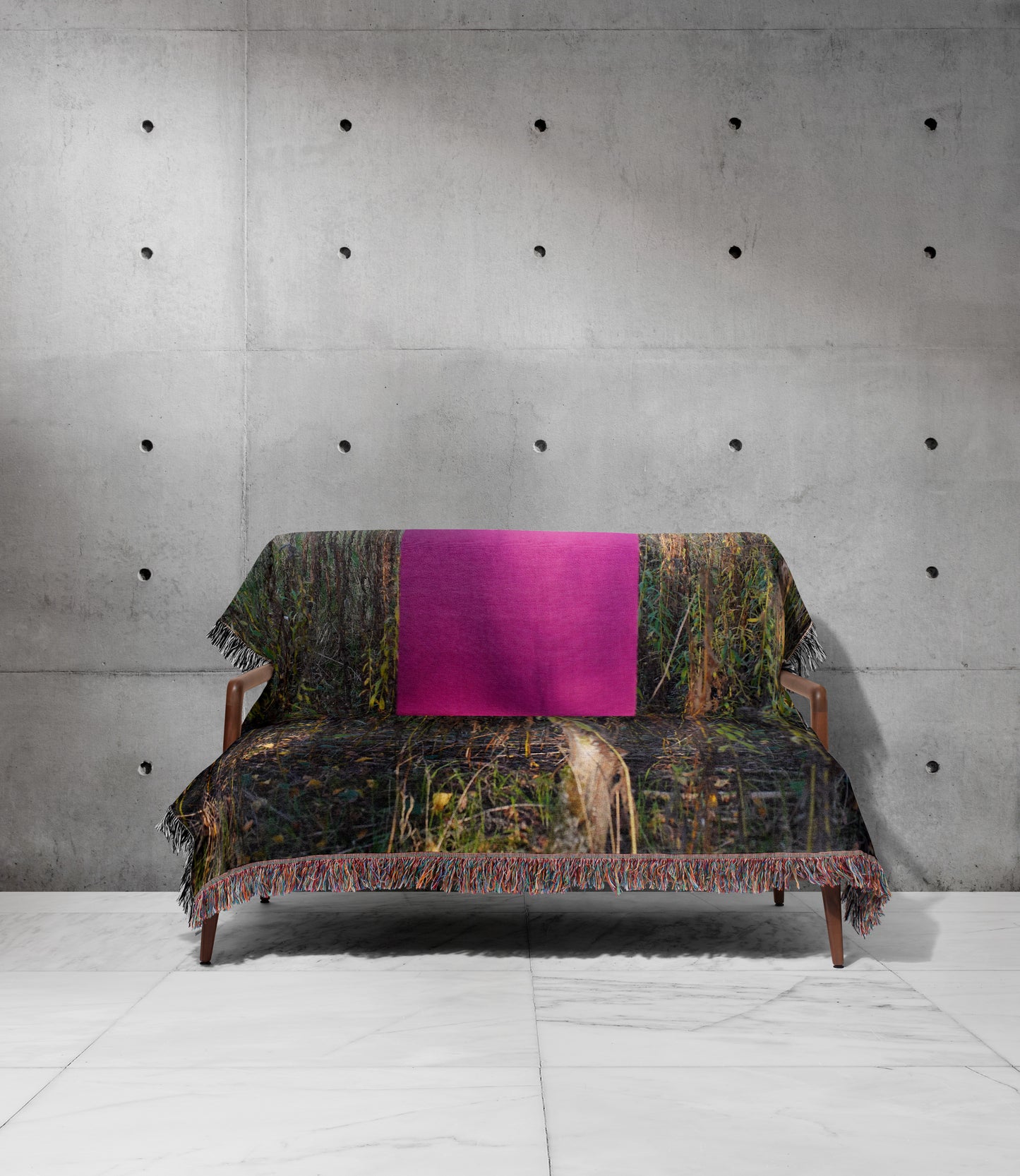 Contemporary Woven Cotton Throw Blanket – Woods Are Pink Woods are blue