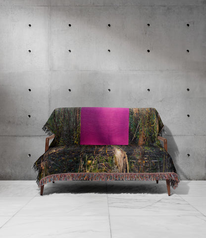 Contemporary Woven Cotton Throw Blanket – Woods Are Pink Woods are blue