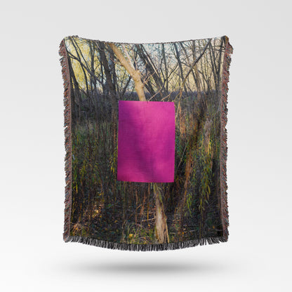 Contemporary Woven Cotton Throw Blanket – Woods Are Pink Woods are blue