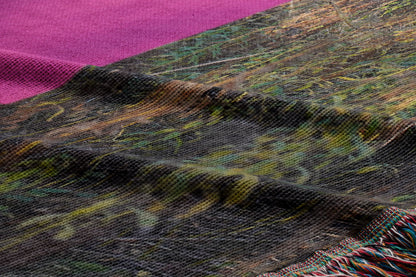 Contemporary Woven Cotton Throw Blanket – Woods Are Pink Woods are blue