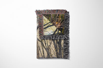 Contemporary Woven Cotton Throw Blanket – Woods Are Pink Woods are blue