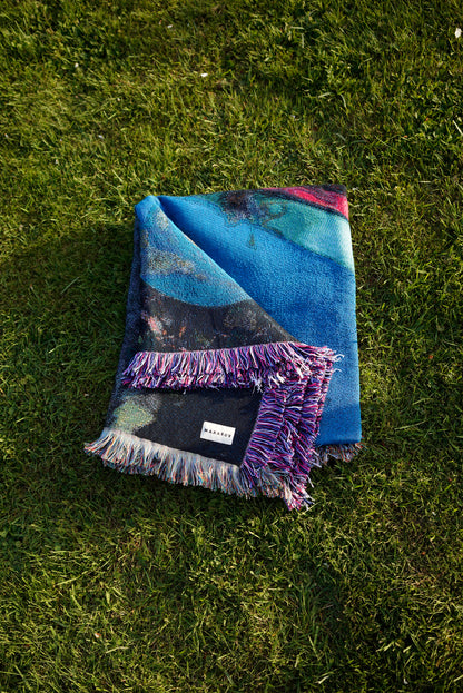 Contemporary Woven Cotton Throw Blanket – Woods Are Pink Woods are blue